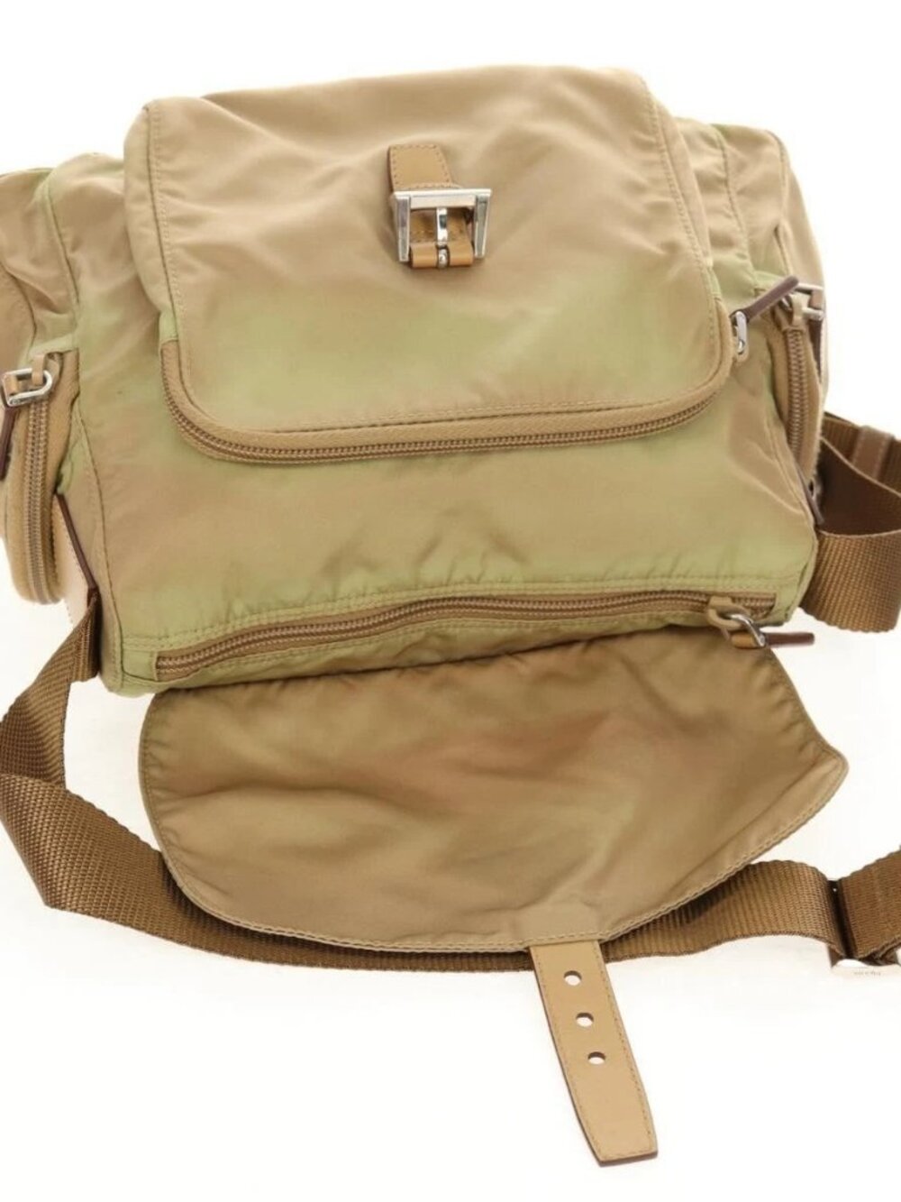 PRADA Shoulder Bag Nylon Khaki Silver Auth fm4987 - Picture 14 of 16